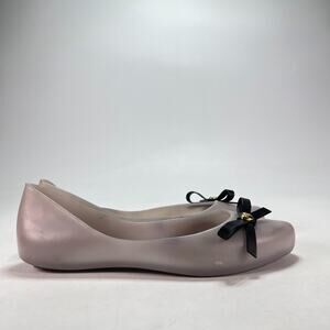 Mel by Melissa Bow Jelly Ballet Flats Pink Soft Blush Pointed Toe Women's Size 7